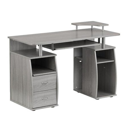 BACK2BASICS Complete Computer Workstation Desk with Storage, Gray - 33.5 x 47.25 x 21.5 in. BA2647846